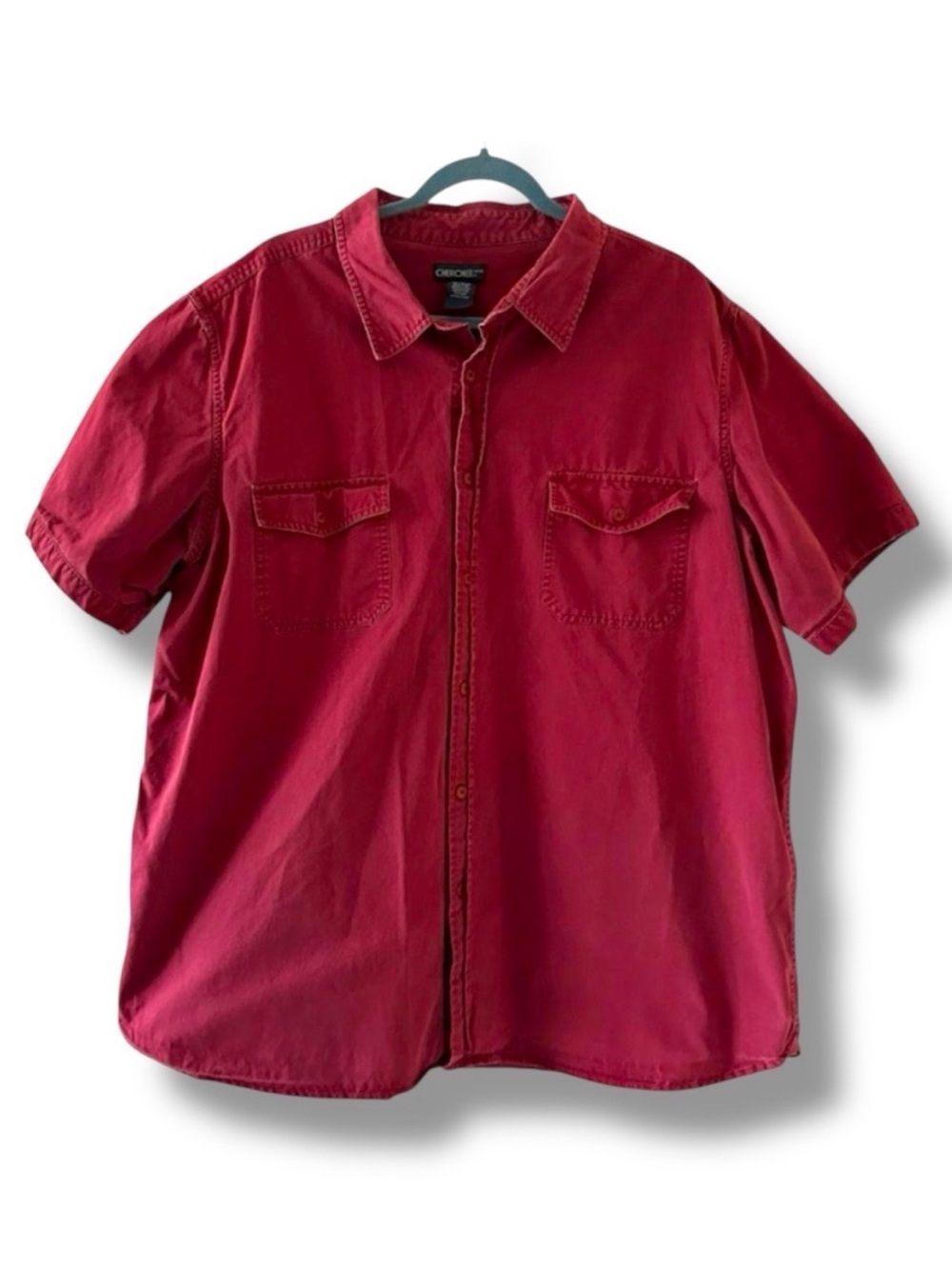 Vintage 90s Cherokee Maroon Button Up Camp Shirt Men's Size XXL Gorpcore Dadcore